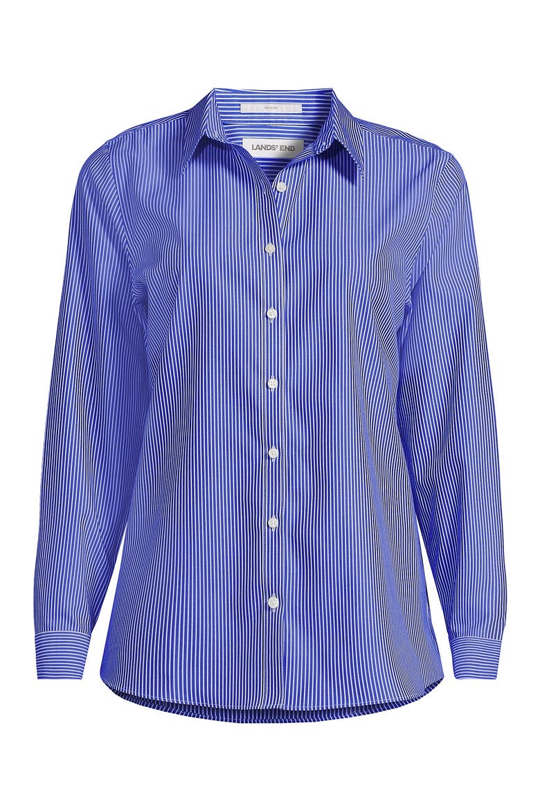 No Iron Supima Cotton Long Sleeve Shirt, Alternate, color, Sapphire Gem Thin Stripes