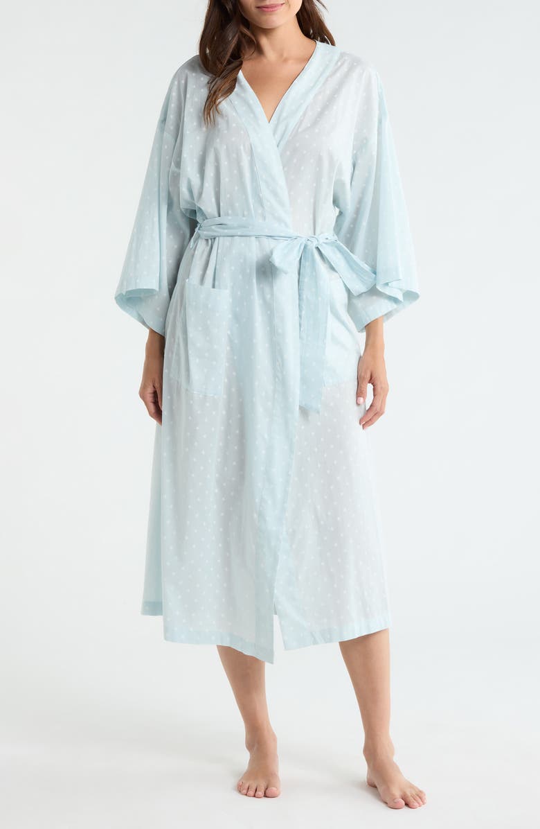 Nordstrom Peached Cotton Lawn Robe, Main, color, Blue- Ivory Woodblock Fleur