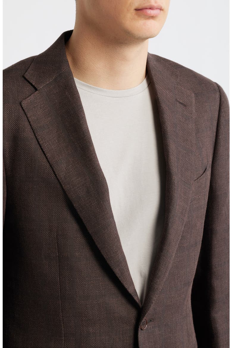 Capri Trim Fit Brown Check Jacquard Linen & Wool Sport Coat, Alternate, color, DARK BROWN