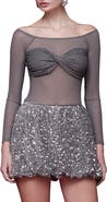 Avec Les Filles Crystal Accent Bandeau Mesh Top