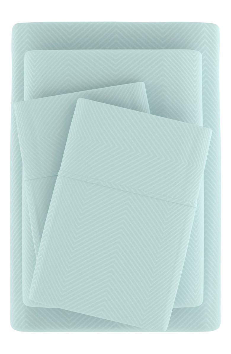 IENJOY HOME Premium Chevron Embossed Sheet Set, Alternate, color, Aqua