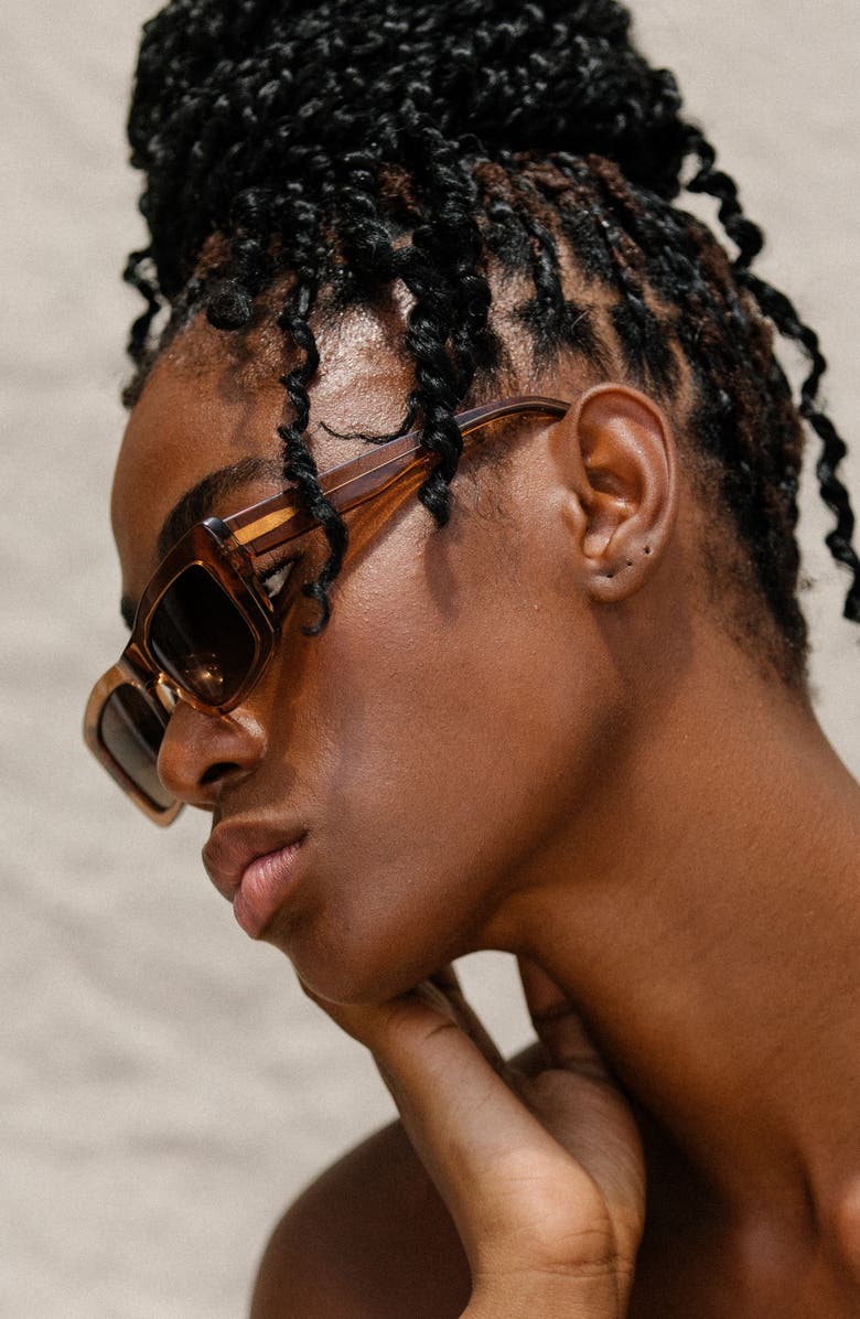 Mohala Eyewear Kea 53mm Low Nose Bridge Wide Width Polarized Gradient Square Sunglasses, Alternate, color,