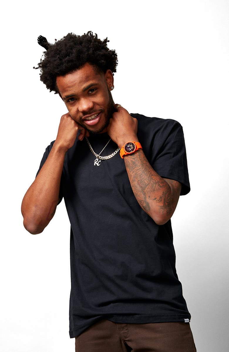 Nixon Disk Chronograph Rubber Strap Watch, 39mm, Alternate, color, Orange / Orange / Negative