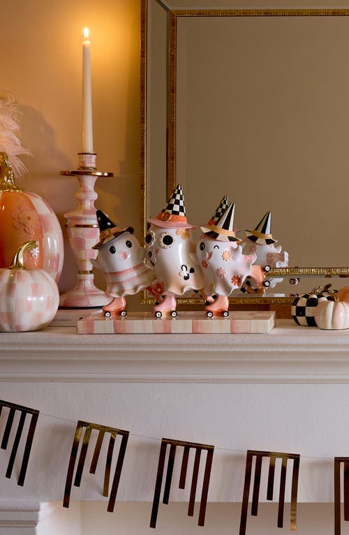 Mackenzie-childs Mackenzie Childs Hocus Pocus Ghost Trio Figurine In Pink