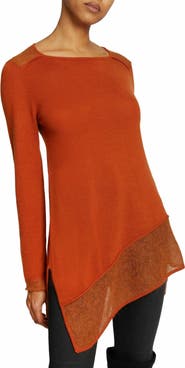 Santorelli Wella Asymmetrical Knit Sweater In Merino Wool