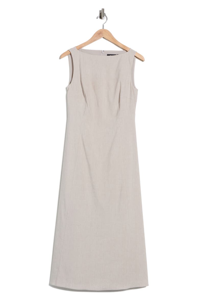 Boat Neck Linen Blend Dress, Main, color, OATMEAL MELANGE
