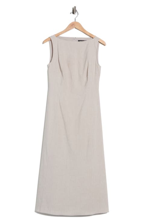 Boat Neck Linen Blend Dress