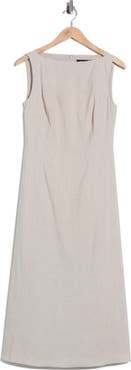 Theory Boat Neck Linen Blend Dress