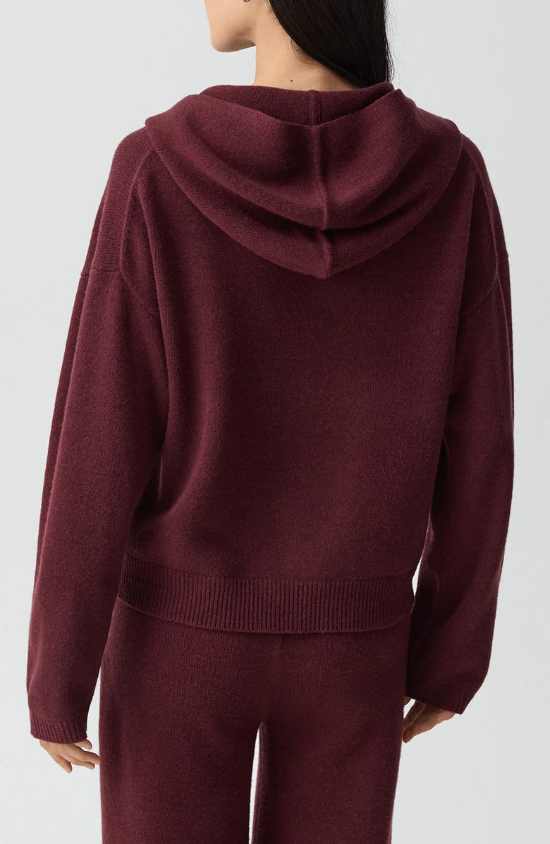 Theory Felted Wool & Cashmere Sweater Hoodie, Alternate, color, Port Red