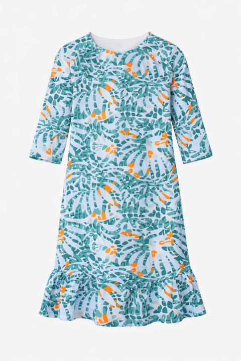Girls' Printed Swim Dress - Blue