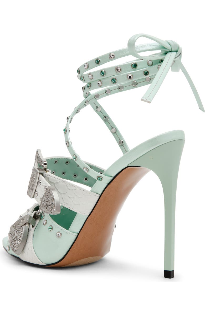 Steve Madden Saddle Embellished Ankle Strap Sandal, Alternate, color, Aqua Multi