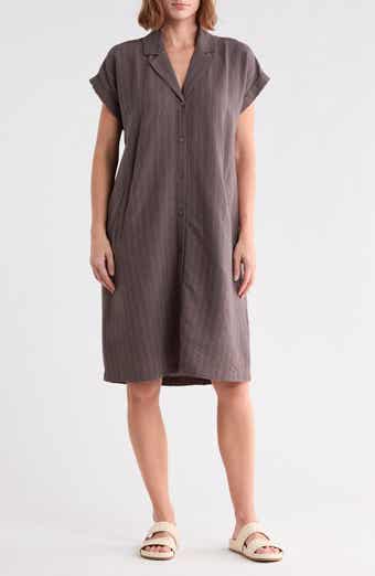 Notch Collar Organic Cotton Blend Shirtdress