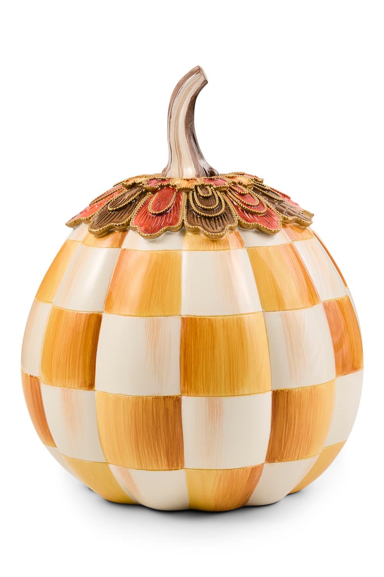 Harvest Glow Amber Check Pumpkin, Main, color, ORANGE