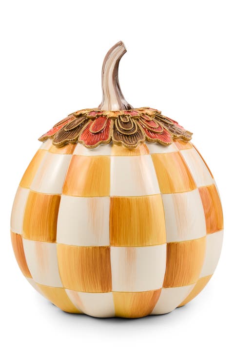 Harvest Glow Amber Check Pumpkin