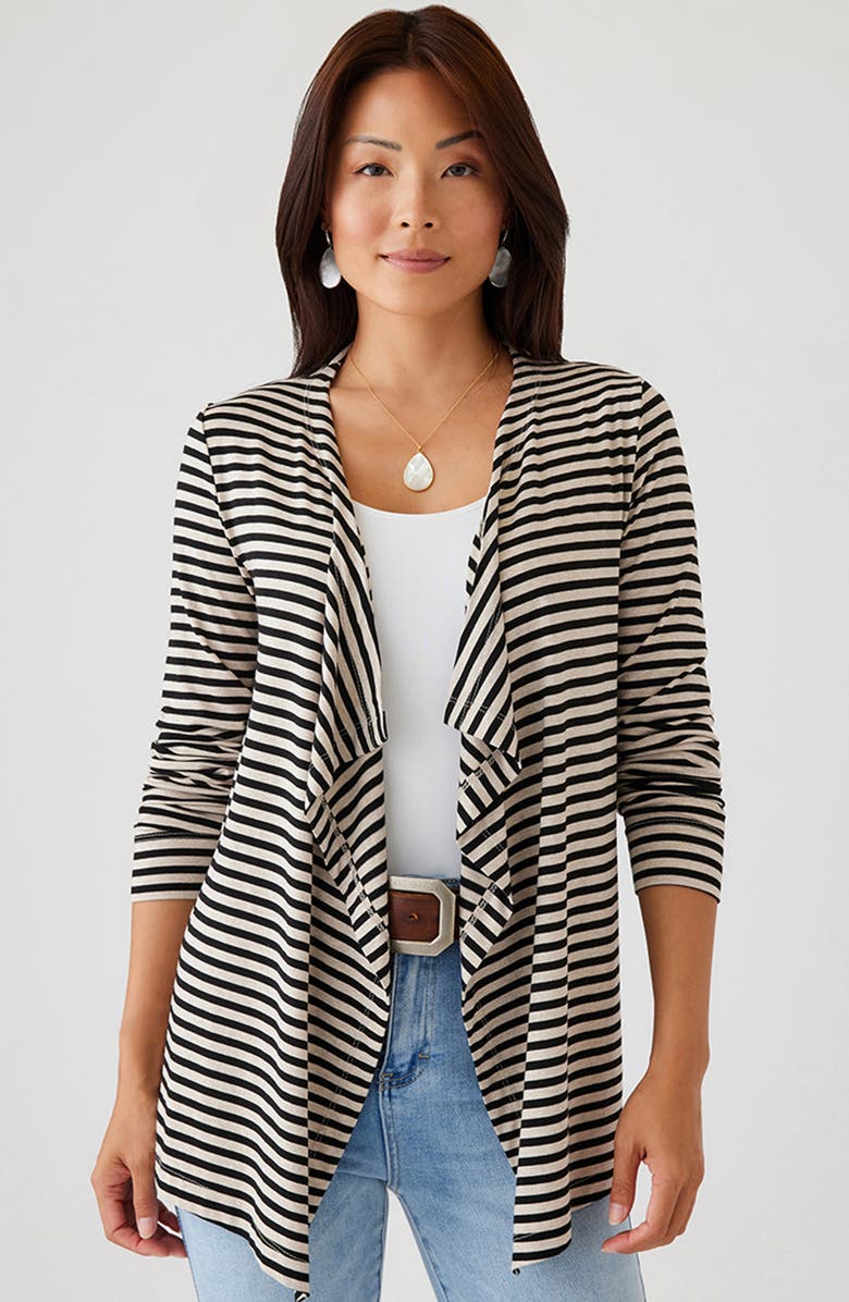 Karen Kane Stripe Drape Front Cardigan, Alternate, color,
