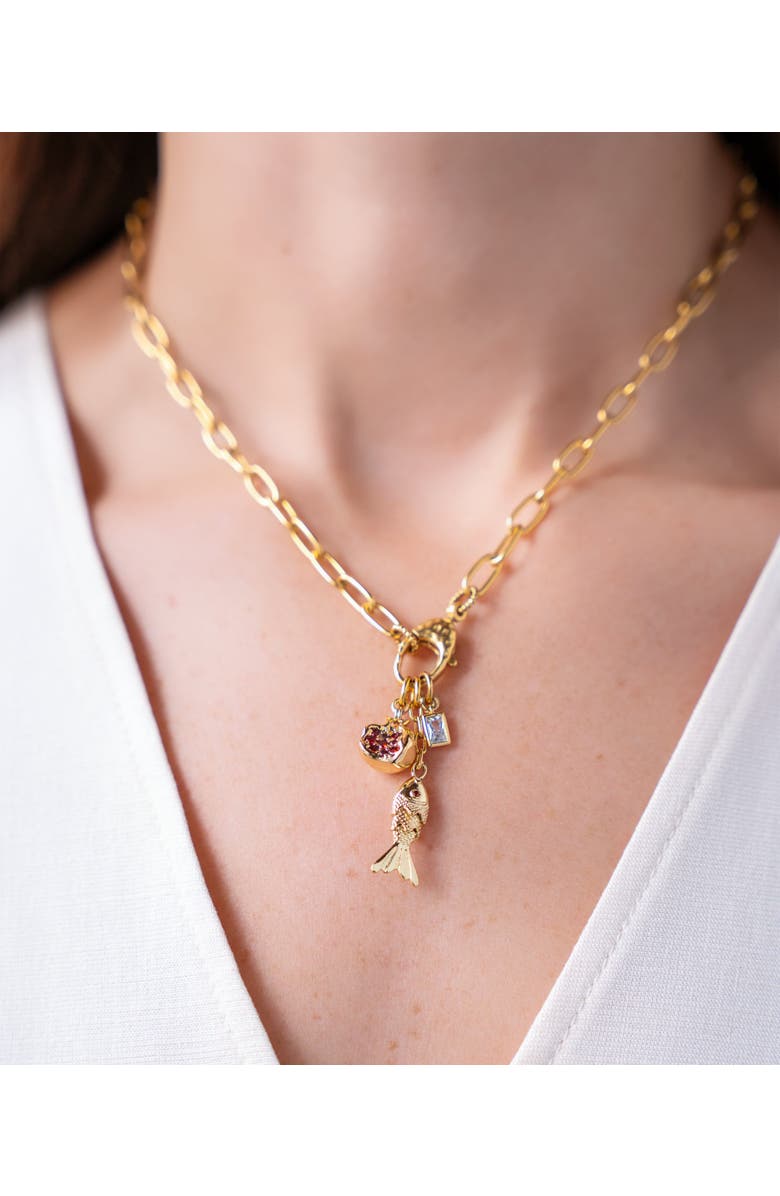 Loni Paul Jewelry Fish and Pomegranate Charm Drop Necklace, Alternate, color,