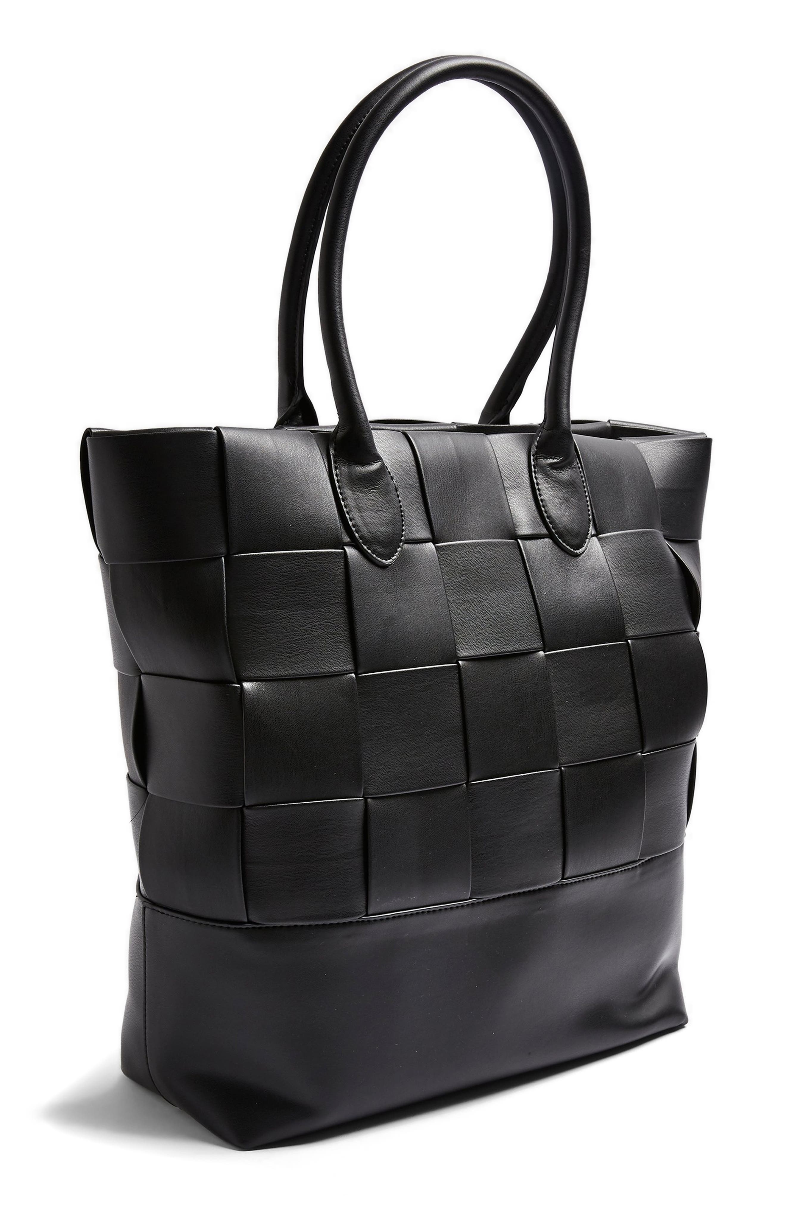 Topshop Weave Faux Leather Tote, Alternate, color, 