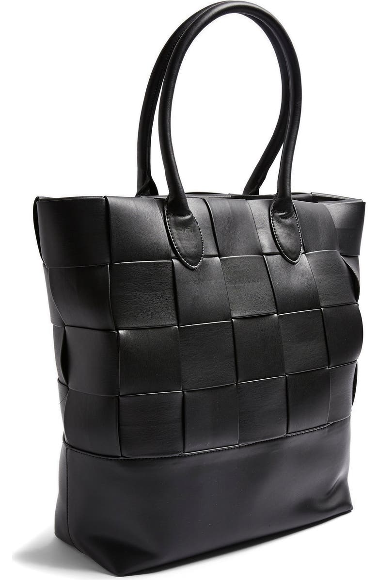 Topshop Weave Faux Leather Tote, Alternate, color,
