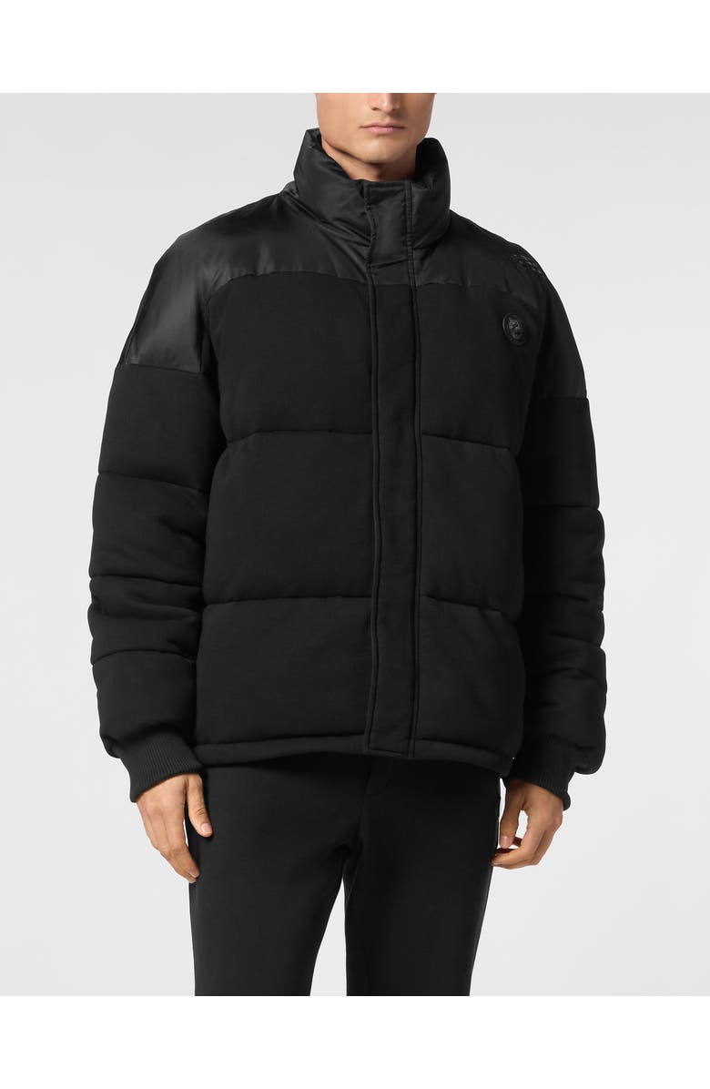 PLEIN SPORT Hybrid Jersey Puffered Jacket Ls, Main, color, Black