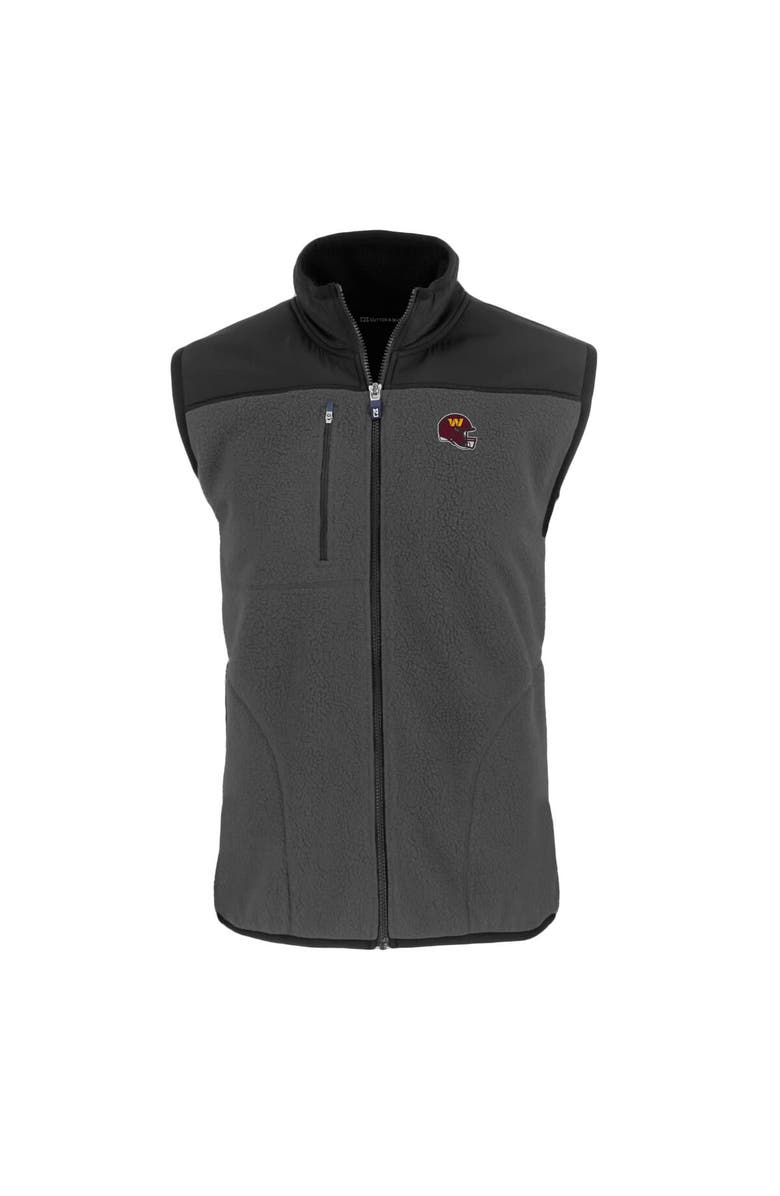 Cutter & Buck Men's Cutter & Buck  Gray Washington Commanders Helmet Cascade Eco Sherpa Fleece Full-Zip Vest, Alternate, color, 