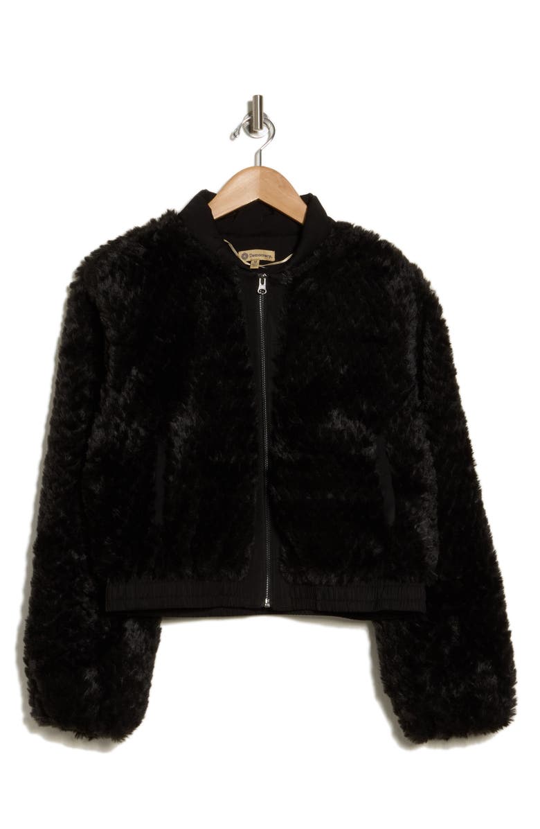Democracy Faux Fur Cropped Bomber Jacket, Alternate, color,