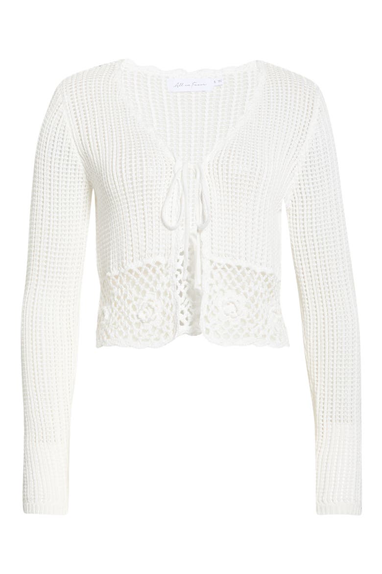 Crochet Detail Tie Front Sweater, Alternate, color, IVORY