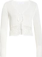 All in Favor Crochet Detail Tie Front Sweater