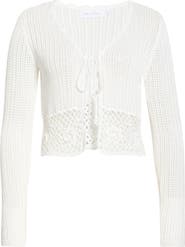 All in Favor Crochet Detail Tie Front Sweater