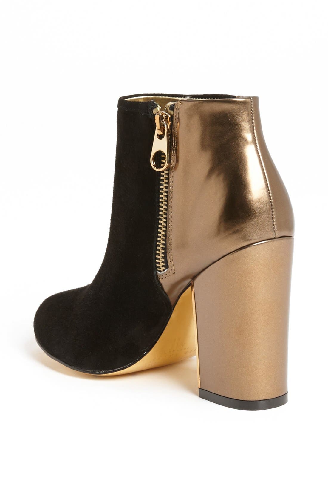 'Nimma' Suede & Metallic Leather Bootie, Alternate, color, BLACK SUEDE