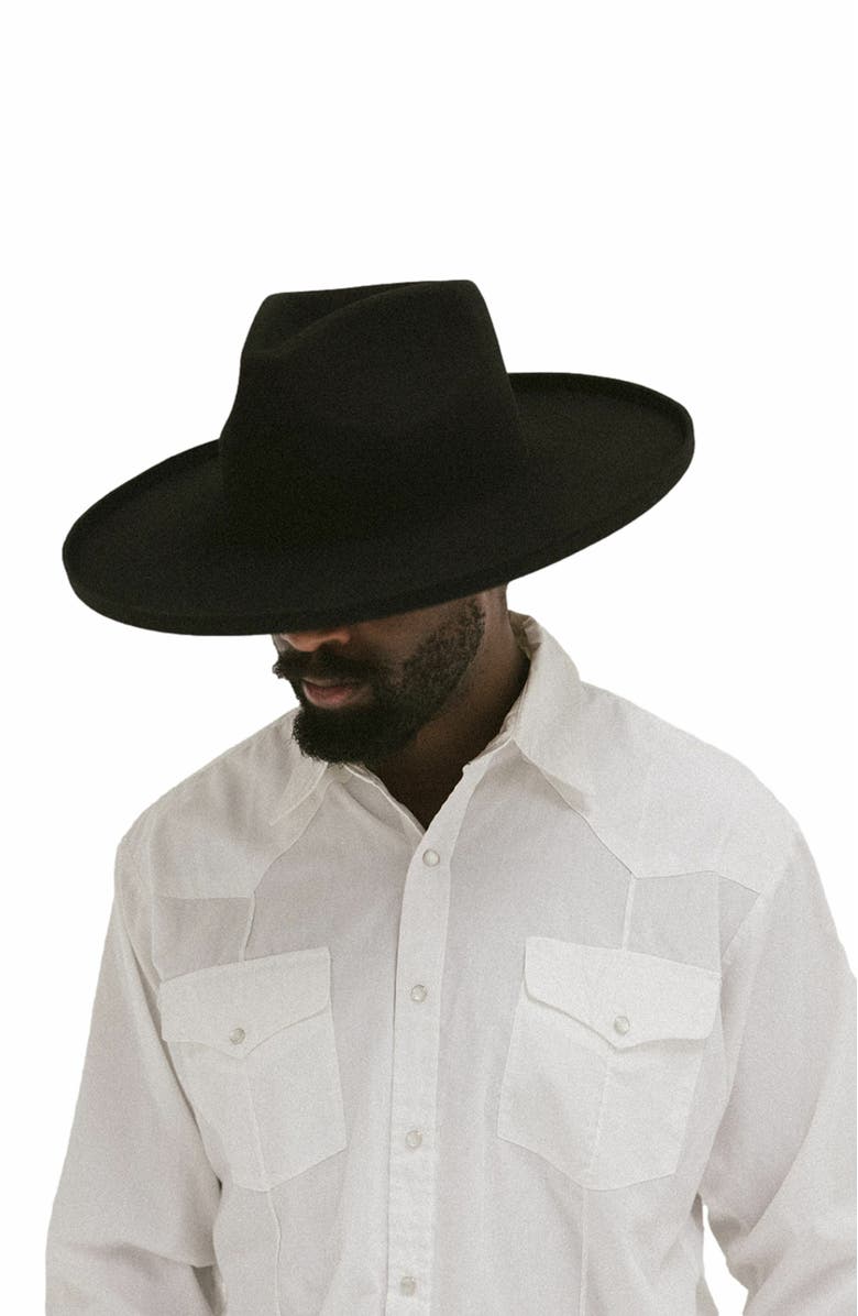 Two Roads Hat Co. Five Points Wide Brim Fedora Hat, Alternate, color, Black