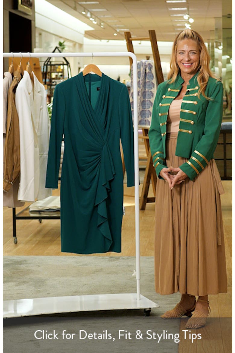 Ruffle Side Drape Long Sleeve Cocktail Dress video