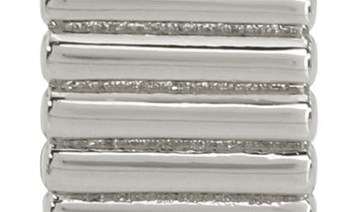 Allsaints Ribbed Hoop Earrings In Rhodium