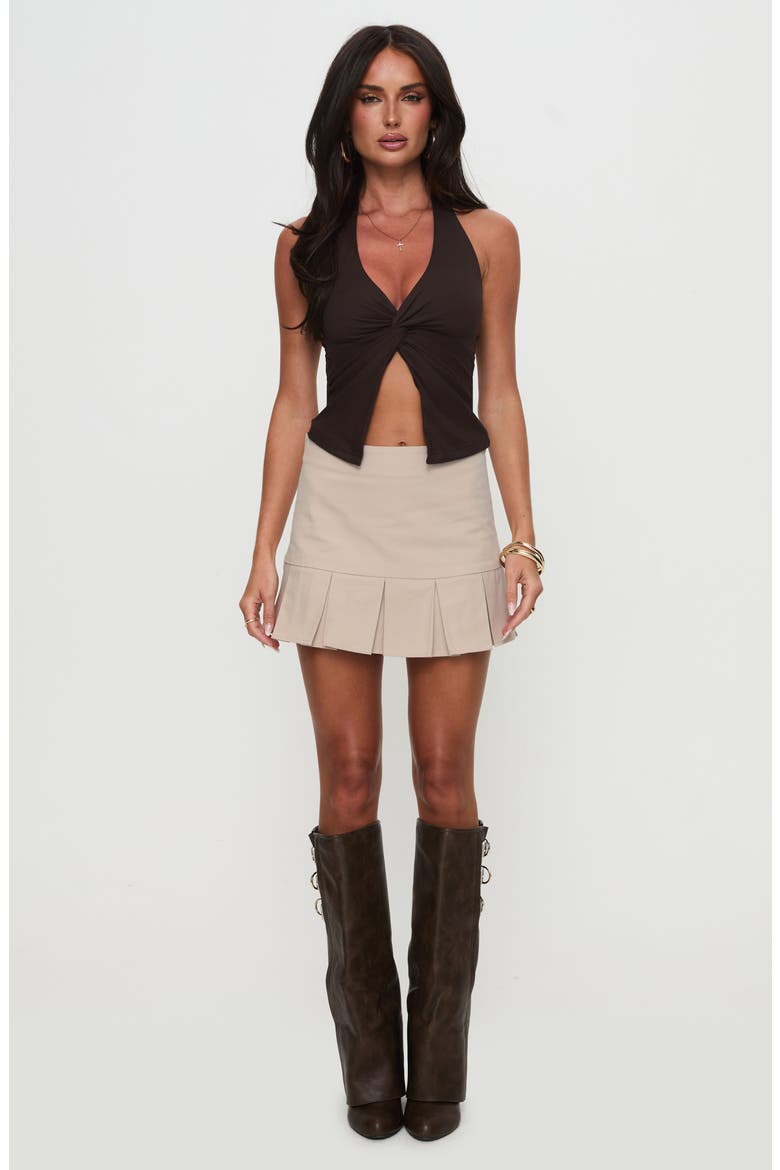 No Hard Feelings Twist Halter Top, Alternate, color, BROWN