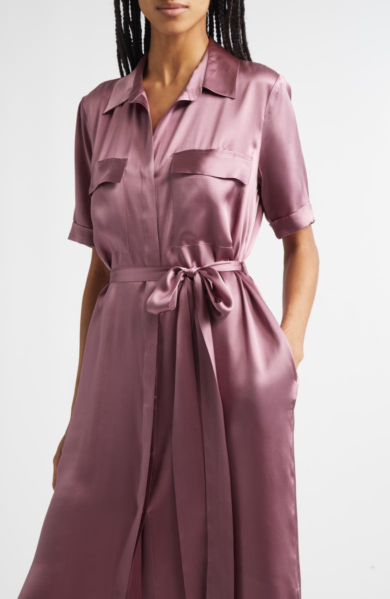 L'AGENCE Klement Utility Silk Maxi Dress, Alternate, color, Dusky Orchid