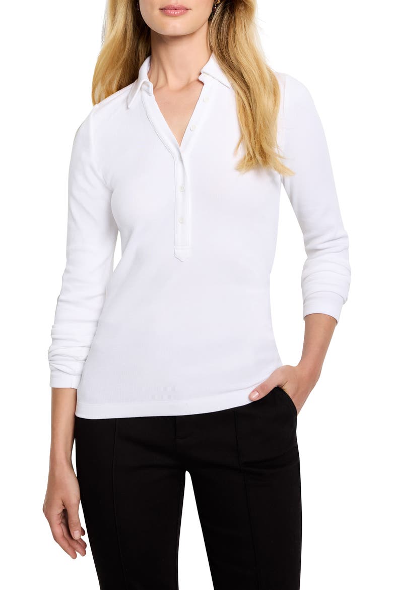 Perfect Knit Rib Long Sleeve Polo, Main, color, PAPER WHITE