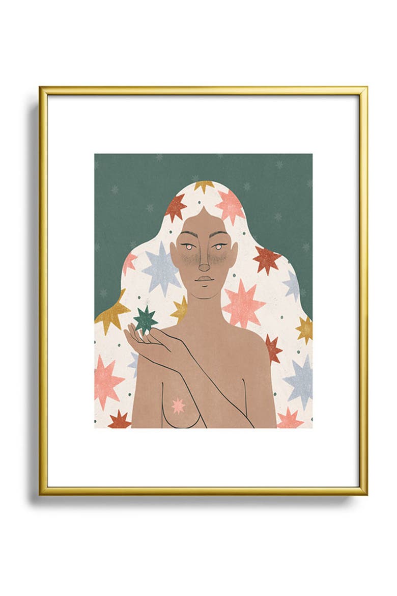 Star Girl Framed Art Print, Main, color, GOLDEN TONES