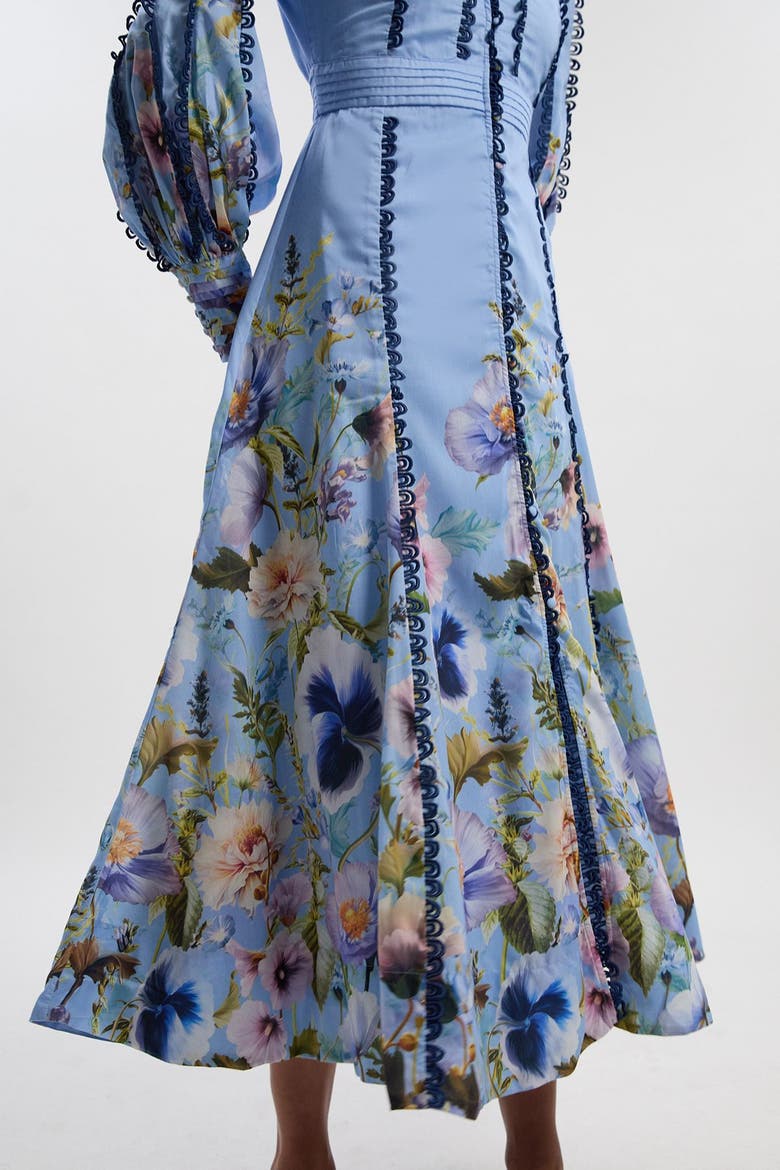 Trailing Floral Woven Plunge Maxi Dress, Alternate, color, Blue