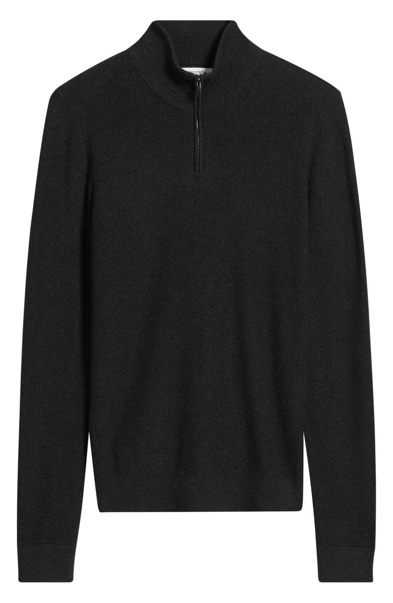 Nordstrom Cotton & Cashmere Quarter Zip Sweater, Alternate, color, Black Coal Heather
