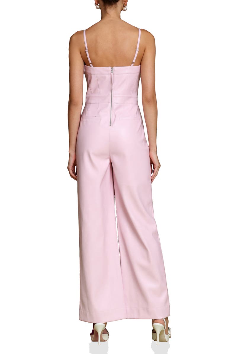 Avec Les Filles Wide Leg Faux Leather Jumpsuit, Alternate, color, 