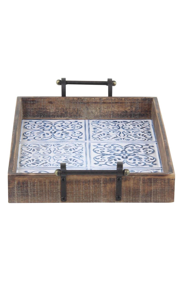 UMA Farmhouse Set of 2 Wood Trays, Alternate, color, Brown