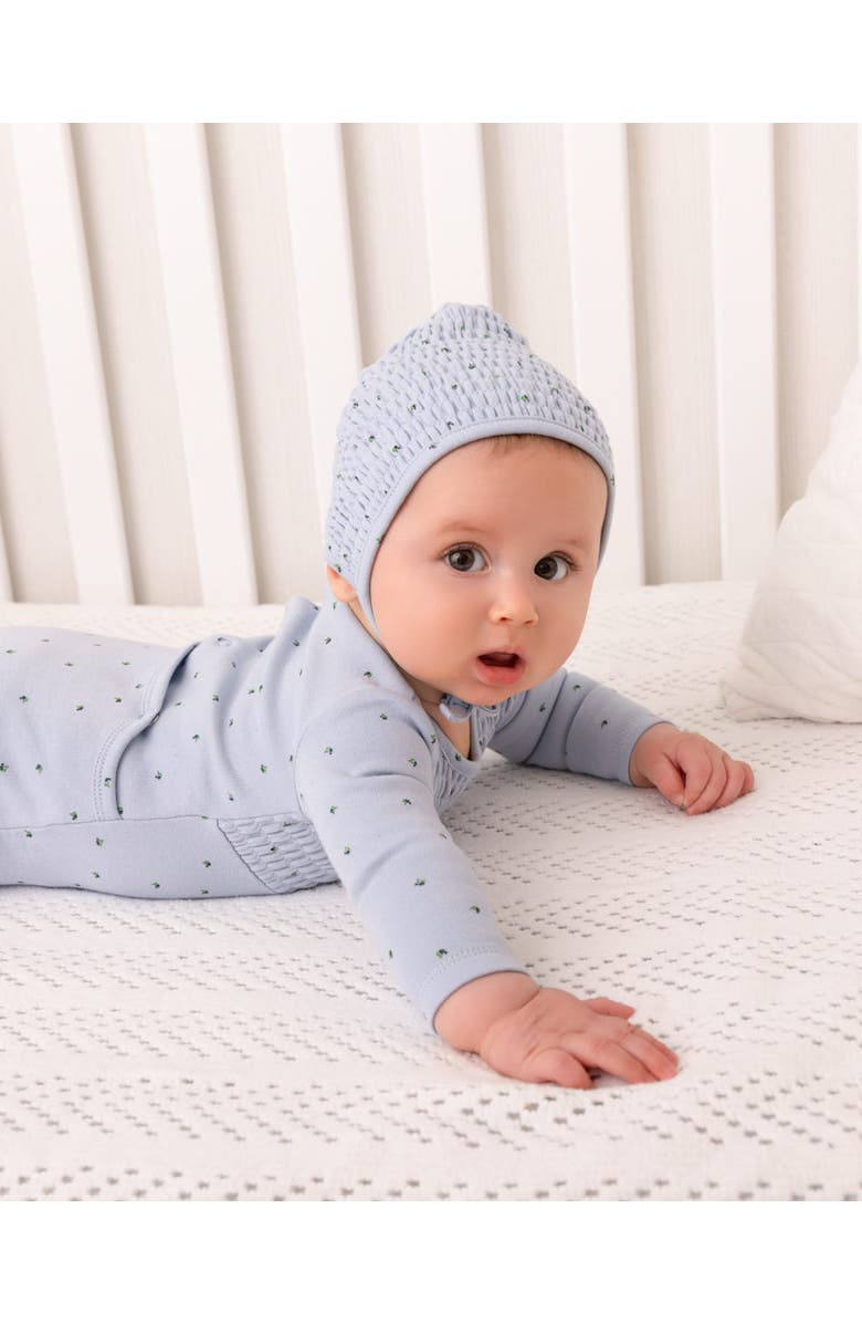 MiniMoi 2 Piece Baby Cotton Smocked Footie Set, Alternate, color, Blue