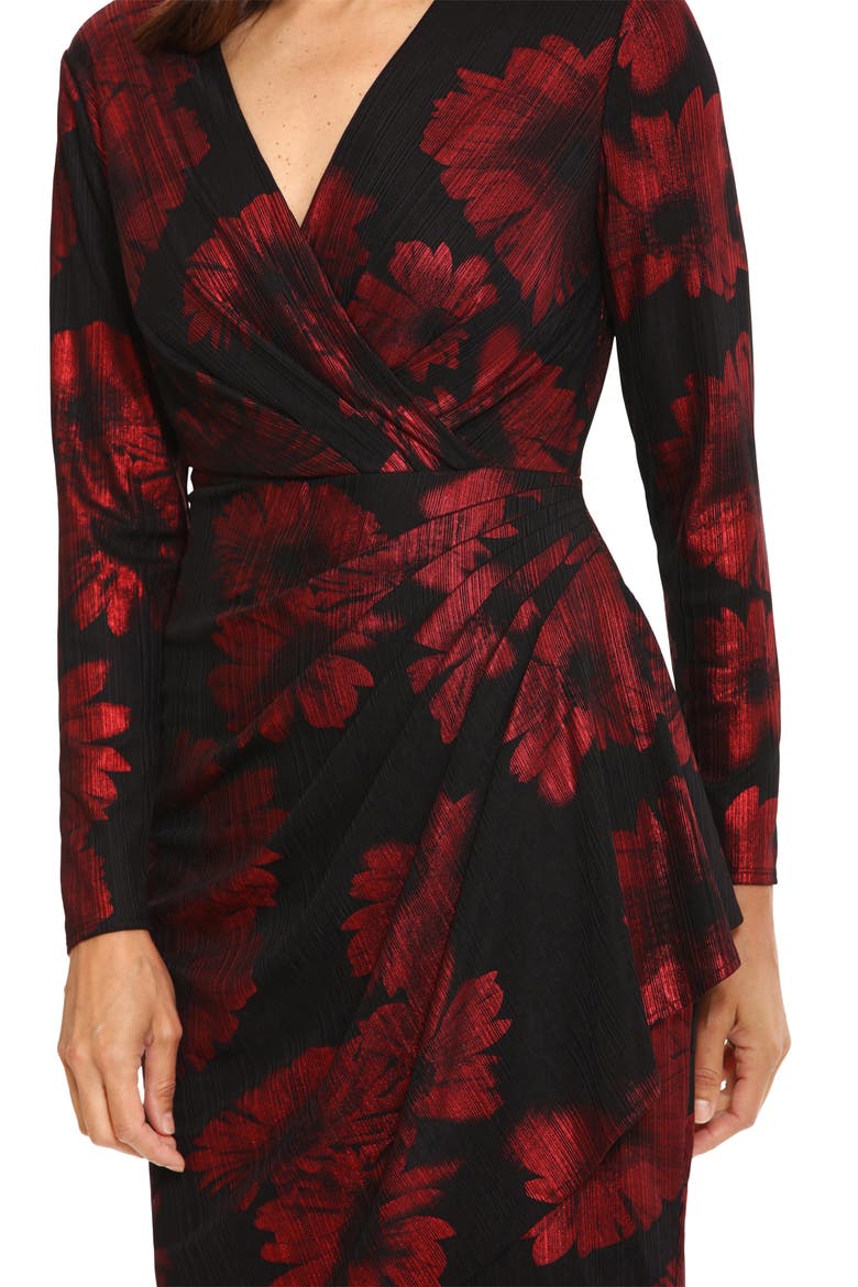 Long Sleeve Sheath Dress, Alternate, color, BLACK/RED