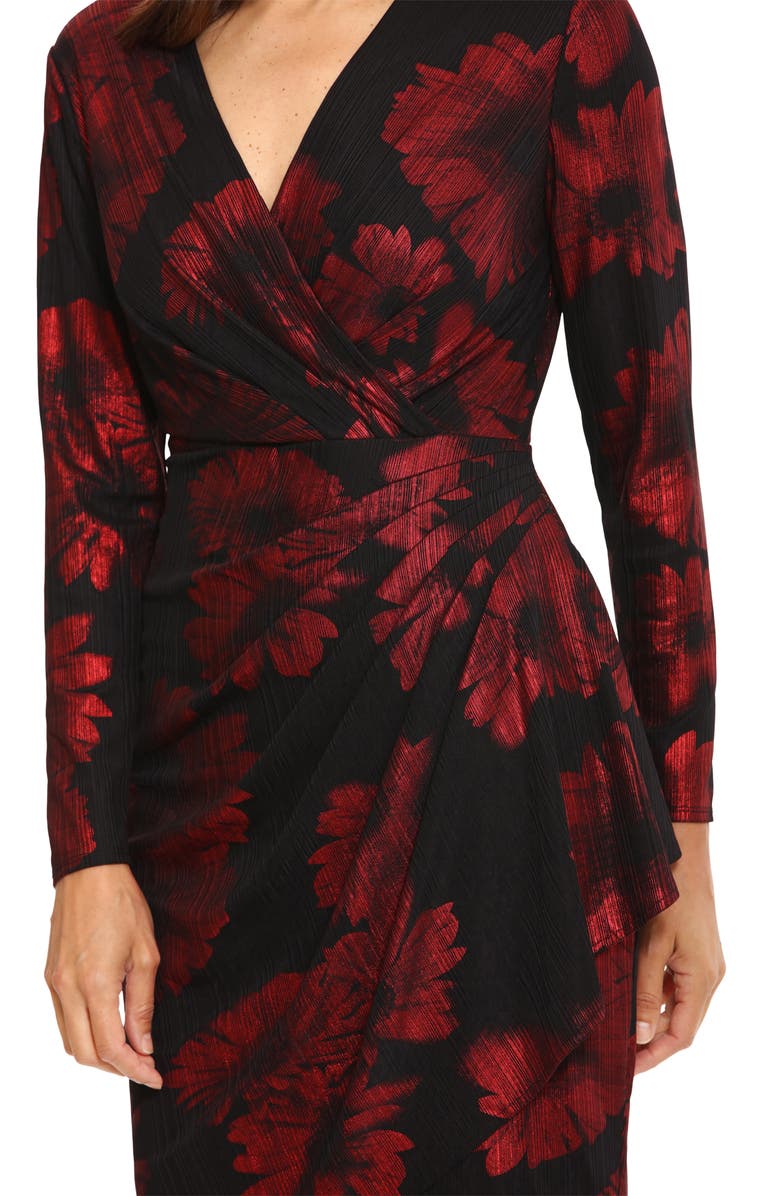 London Times Long Sleeve Sheath Dress, Alternate, color, Black/Red