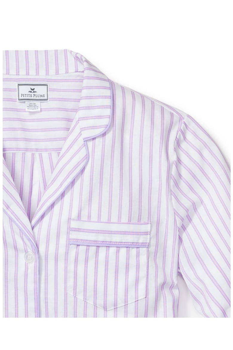 French Ticking Stripe Cotton Pajamas, Alternate, color, PURPLE