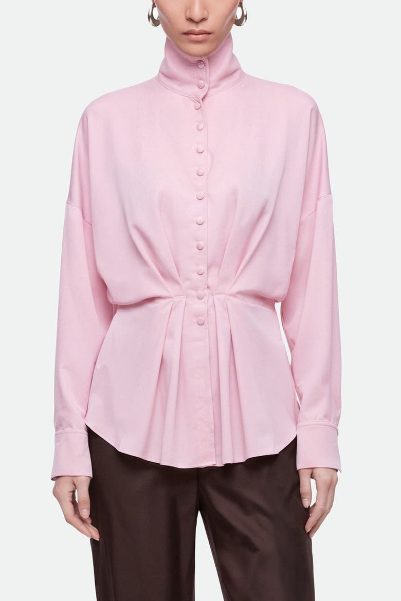 Tie Detail Stand Collar Shirt, Main, color, Grey