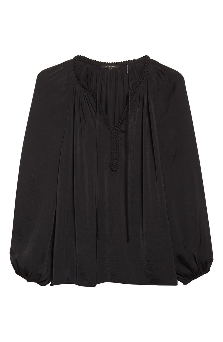 KOBI HALPERIN Rosa Braided Trim Cotton & Silk Blouse, Alternate, color, 