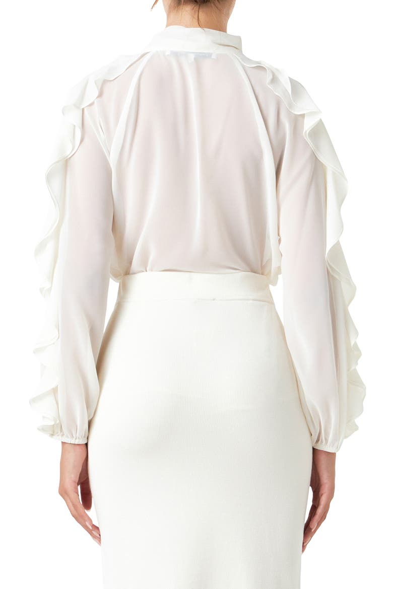 Sheer Chiffon Ruffle Shirt, Alternate, color, CREAM
