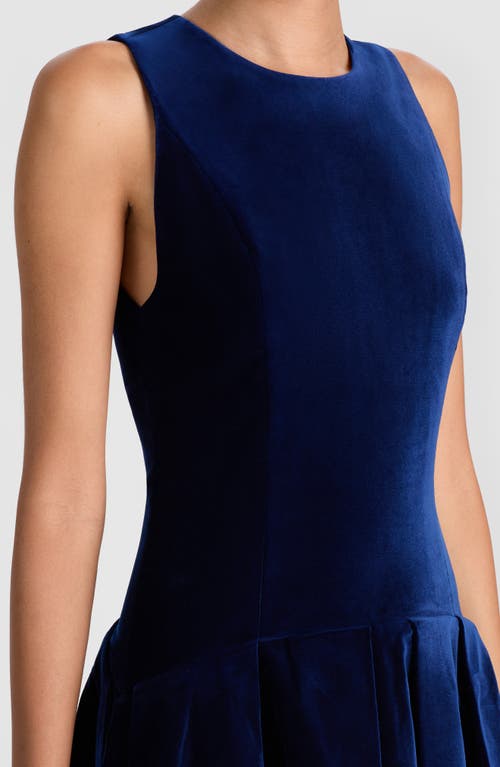 Alice And Olivia Adley Flare Mini Dress Dark Midnight Blue In Blue