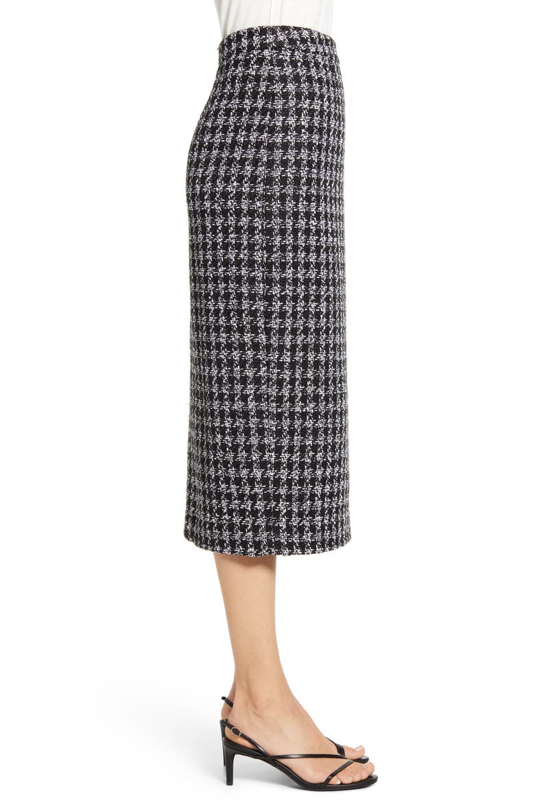 Houndstooth Check Tweed Pencil Skirt, Alternate, color, BLACK- IVORY TWEED