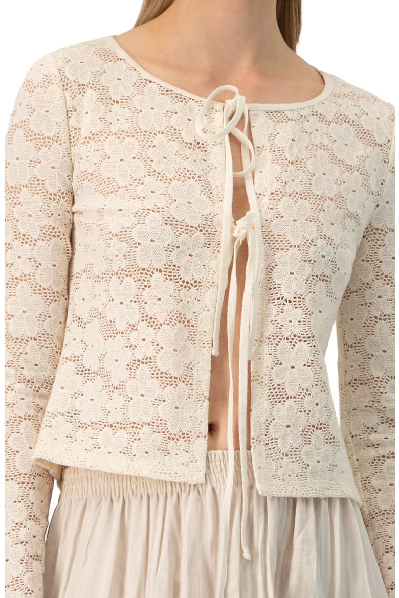 Long Sleeve Knitted Lace Straight Blouse, Alternate, color, Ivory